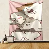 Schattige cartoon kat dier tapijtmandala slaapkamer decor esthetische muur tapijten stickers decoratiedoek j220804