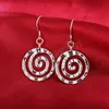 Boucles d'oreilles pendantes couleur argent 925 pour femmes, bijoux de tempérament, cercle en spirale assorti, cadeau d'anniversaire