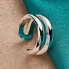 925 Sterling Silver Double Smooth Line Paar Ring voor vrouw Man Wedding Engagement Party Sieraden