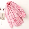 Mode luxe roze bloembladen bloemen franje viscose sjaal sjaal hoogwaardige wrap pashmina stoles bufandas moslim hijab