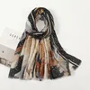 Mode automne femmes Viscose écharpe argent frange Hijab châles et enveloppement femme Foulard Echarpe musulman 180x85Cm