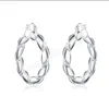 925 Silver color hoop Earrings fashion Jewelry elegant Woman Retro weave circle earrings Christmas Gifts