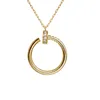 Moda luksusowy projektant biżuterii naszyjnik platynowe różowe złoto paznokci naszyjniki dla kobiet pełne diamenty długi łańcuszek ze stali nierdzewnej prezent na rocznicę B3046900