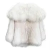 Raccoon Dog Päls stickad kappa Kvinnlig mitten av längd Verklig krage Löst stil 2020 Ny vinterhögkvalitet T220810