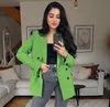 Moda para mujer Doble botonadura Slim Fit Color sólido Blazer Retro Ocio Femenino Chic JacketMid Cintura Pantalones Traje 220811