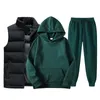 Marke Einfarbig Casual s s Weste Hoodies Hosen 3 Stück Trainingsanzug Trendy Sportswear Männliche Männer Kleidung Set 220811