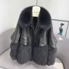 2021 invierno nuevo abrigo de piel sintética de moda de mujer acolchado delgado grueso imitación de piel chaqueta femenina otoño Casual empalme prendas de vestir exteriores T220810