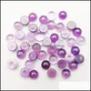 Perles en pierre bijoux Natural 6 mm 8 mm 12 mm Round Amethyst Face for Collier Ring Earrings Dhhdf