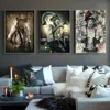 Graffiti Art Canvas Painting Prints Smoking Monkey Carte da gioco Sala da biliardo Bar Abstract Animal Wall Art Poster Parlor Decor