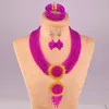 Necklace Earrings Set & Majalia Fashion Nigerian Wedding Lady Jewelry Orange Crystal African Ls-11Earrings