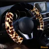 Leopard Winter Plush Steering Wheel Cover For Most Steering Wheel Soft 3738 Cm 145 "15" Braided On Hand Bar Car Accessories J220808