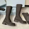 Botlar Martin Kadın Boot Deri Ayakkabı Motosiklet Ayakkabı Rois Ayakkabı Gök Türk Askeri İlhamlı Savaş Orta Üç Üçlü Cowhide P Cloudbust