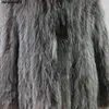 IN STOCK Natural Silver Fur Knit Garment Women basic coats Real Fur Coat Knitted Fur Hair Long Overcoat 3 Colors S-7XL T220810