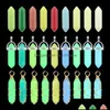 Stone Loose Beads Jewelry Luminous Hexagon Prism Reiki Healing Chakra Ornament Quartz Mineral Crystal Tumbled Gemstone Home Deco Dha2M