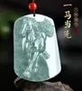 Pendant Necklaces Exquisite Jasper Carving Zodiac Horse Emerald Animal Hand Jade Rope DeliveryPendant