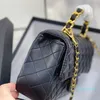 2022Ss French Mini Gold Ball Flap Bag Lammleder gesteppter Metallgriff Diamant-Check-Hardware-Kette Klassische Designer-Umhängetasche Luxus-Damenhandtasche 19 cm