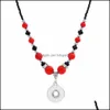 Anhänger Halsketten Anhänger Schmuck Mode-National Style Türkise Perlen Snap Halskette 55Cm Fit DIY 12Mm 18Mm