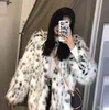 Loose short fur leather coats womens warm leopard faux mink fur leather jackets women autumn clothes winter thicken fashion T220810