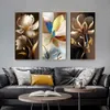 Nordic Flower Canvas Wall Paintings Luxury Gold Lines Modern Picture Canvas Prints and Posters Wall Picture Gallery Home Decor