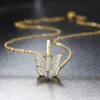 Naszyjniki wiszące lodowane naszyjnik motyla kobiety estetyczne koreańskie modne łańcuch kredałowy na szyi złotą biżuterię OHP124PENDA