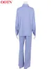 Ootn Blue Satin Home Wear Pak Spring Brown Long Sleeve 2 -delige top en broek vrouwen losse casual zomerse broek Sets Lady 220811