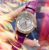 Voller Diamantring Damenuhren 37mm Echtledergürtel Japanisches Uhrwerk Quarz-Armbanduhren Superleuchtende Damen-Herrenuhr Montre De Luxe Geschenke
