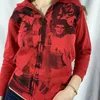 Sweats à capuche pour femmes avec poches 90s Vintage Graphic Y2K Aesthetic Coat Top Egirl Sweatshirts Printemps Automne Imprimé Fermeture à glissière 220811