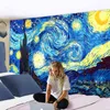 Étoiles Lune Nuit Tapis Couverture Décorative Tissu Célèbre Van Gogh Imprimer Tenture Murale Chambre Tapisserie J220804