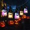 Halloween -decoratie led flitsende licht gypsophila spookfestival verkleed gloeiende tovenaar spook hoed lamp decor hangende lantaarn b0816