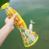 Les narguilés 3D uniques de style lézard jaune de travail manuel brillent dans le noir Big Bongs Ice Pinch Pipes à eau en verre épais Pyrex avec bol diffus Downstem