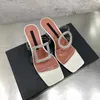 2022 Newest Summer Elegant PVC Crystal Decora Slippers Open-Toes High Heels Woman