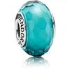 Andy Jewel glass Auténticos 925 Cuentas de plata esterlina Teal Faceted Glass Charm Se adapta al estilo Pandora europeo Pulseras de joyería Neck259D