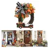 Flores decorativas grinaldas artificiais Autumn Farmhouse Pumpkin Truck Fake Garland Wreath Christmas Garden para Festa de Ação de Graças Deco