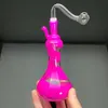 Pfeife Mini-Huka-Glasbongs Bunte Metallform Bunte gestreifte Vase, Glas-Huka-Flasche