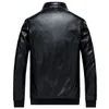 Heren Leren Jas Biker Motorfiets Rits Lange Mouw Jas Top Blouses Stand Kraag Slanke Jassen Mannelijke Bomberjacks B01043