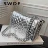 HBP Crossbody Bags Evening Bag Ins Chic Laides Silver Shoulder Small Flap Women Trendy 2022 Thick Chain Soft Pu Handbags for Luxury Bolso Mujer 220811