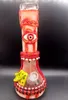 Cool Unique Design 10 inch High Borosilicate Glass Water Bong Hookahs with Hand Pating Pattern 18mm Female Smoking Pipes