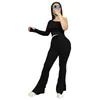Women Clothes pants Autumn and winter new pure color sexy irregular top micro horn slim pants two-piece set