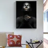 Druck auf Leinwand, Wandbild, Zahlen, Figur, Schwarz, Gold, Afrikanerin, Wandkunstdruck, Bild für Wohnzimmerdekoration