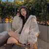 Women's Fur & Faux Winter Women Hooded Coat Korean Pink Apricot Purple Zipper Long Sleeve Casual Female Warm Plush OutwearWomen's Women'sWom