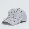 Visir Diamond-Errusted Rhinestone Baseball Cap med krökt grim sommarsolskade och solblock avslappnad mångsidig kvinnors kapvisorer