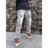 Män jeans män vintage hip hop streetwear rak rippade fairy grunge breda ben byxor denim byxor mitt midja överdimensionerade klädselar