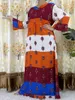 Ethnic Clothing Style Long Sleeve African Dashiki Floral Printing Cotton Abaya Caftan Elegant Lady Summer Maxi Casual Dresses VestidosEthnic