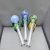 Rökning rör mini hookah glas bongs färgglad metallform färgad bladstil glas rak rökpanna