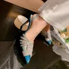 Sandalet Çin niş tasarımcısı markası BDC bağımsız olarak kırık elmas balık ağız ayakkabıları koyun derisi yüksek topuklu sandaletler