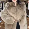 Cappotto di pelliccia a maniche lunghe europeo Donna Toka Double Face Pelle di lana Calda giacca elegante di lusso di media lunghezza leggera 2022 Nuovo inverno T220810