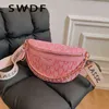 HBP Crossbody Bags Вечерние сумки с печатной буквой клетки для женщин Fanny Packs для женщин модная цепная талия Женская пачка Ladies Wide ремешок 220811