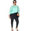 women's suit 2023 pants autumn long sleeve round neck loose casual color matching sweater two-piece Leggings