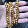 Gold Miami Cuban Link Kette Halskette Männer Hip Hop Edelstahl Schmuck Necklaces253E