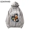 GONTHWID Mens Streetwear Hoodie Hip Hop Sweatshirt Japanese Anime Cartoon Print Hooded Mens Harajuku Cotton Pullover Black 220811